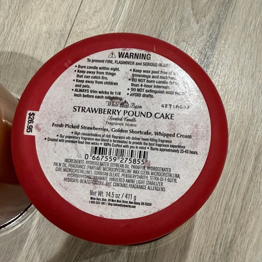 NEW White Barn Strawberry Pound Cake & merry cookie Candles - Picture 3 of 6